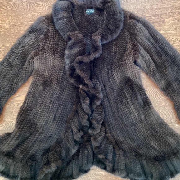 Belle Fare Modern Elegant Versatile Mahogany Knitted Mink Coat Stroller Jacket - Picture 7 of 15